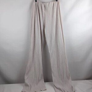 Zara Women's Beige Ruffled Pants Straight Leg Flared Relaxed Fit, Size Medium